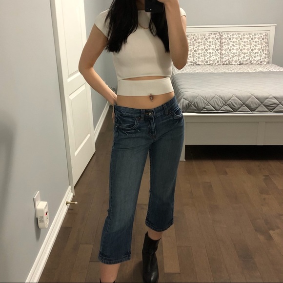 90s Esprit Blue Cropped Denim Jeans - Picture 2 of 11